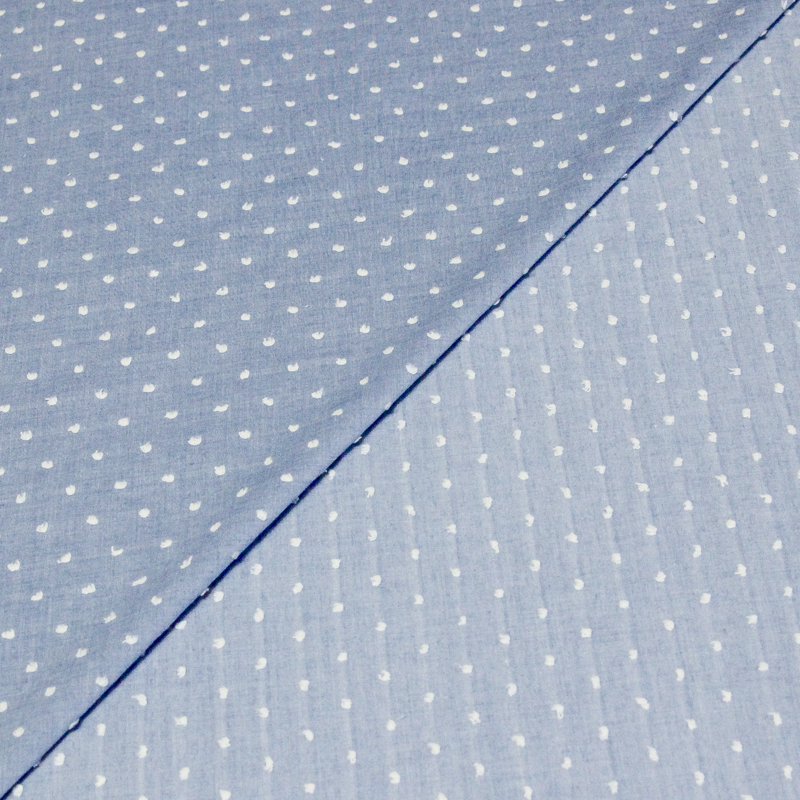 Voile de coton plumetis – Bleu