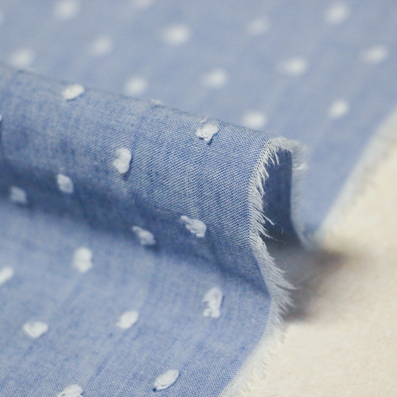 Voile de coton plumetis – Bleu