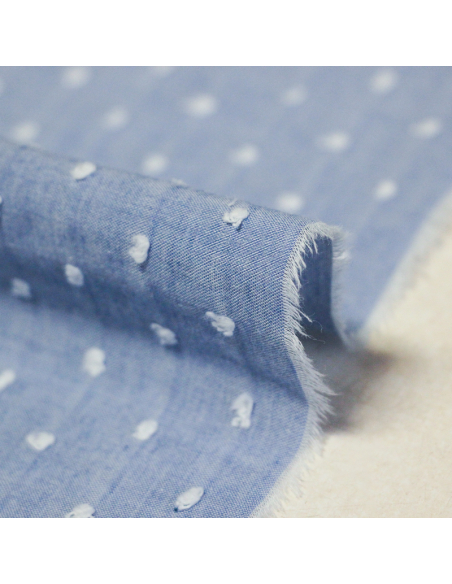 Voile de coton plumetis – Bleu