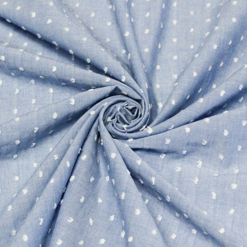 Voile de coton plumetis – Bleu