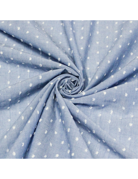 Voile de coton plumetis – Bleu