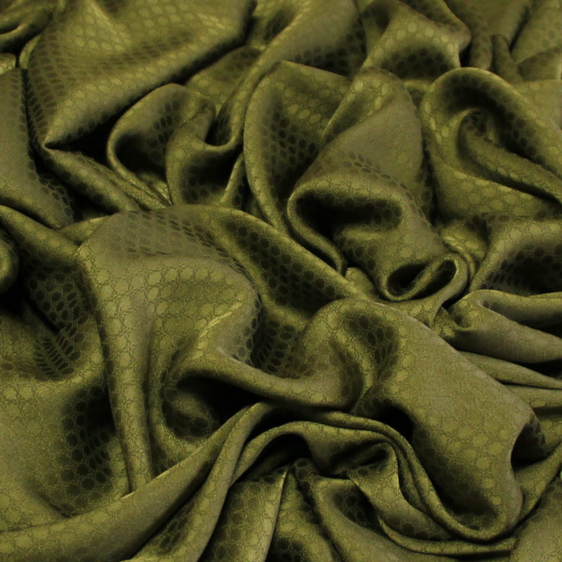 Satin 100% soie jacquard - Ovale kaki