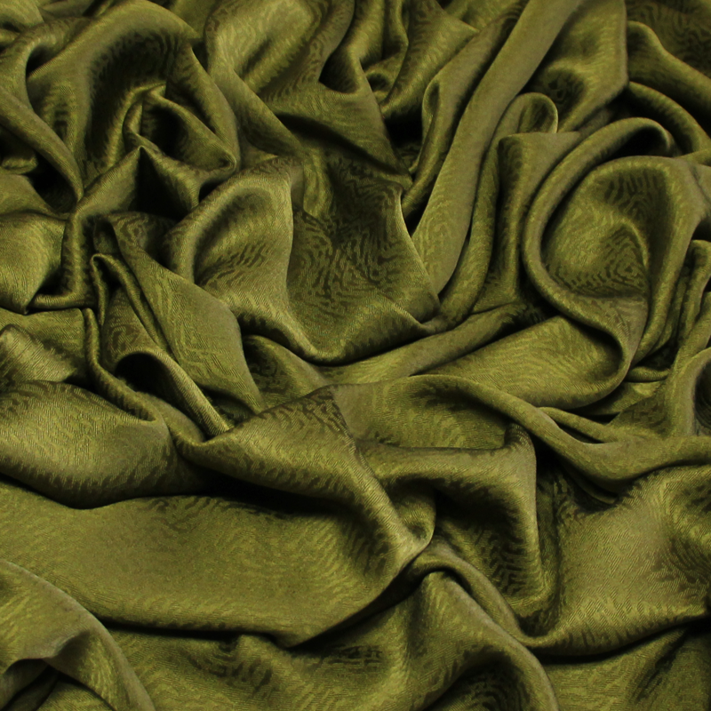 Satin 100% soie jacquard - Wave kaki
