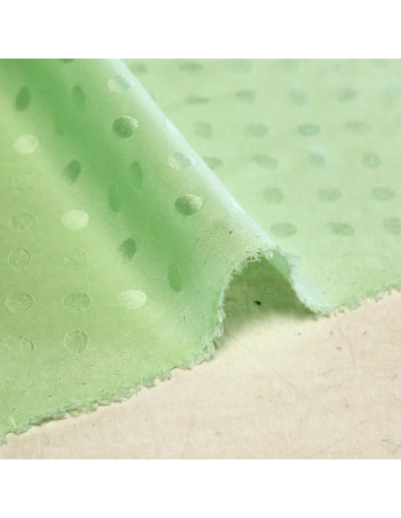 Satin 100% soie jacquard - Pois vert clair