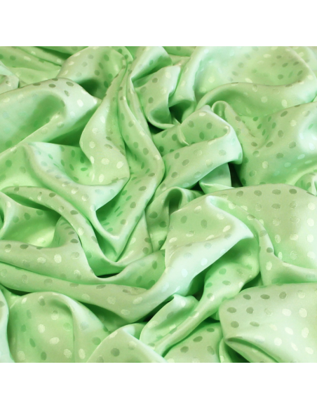 Satin 100% soie jacquard - Pois vert clair