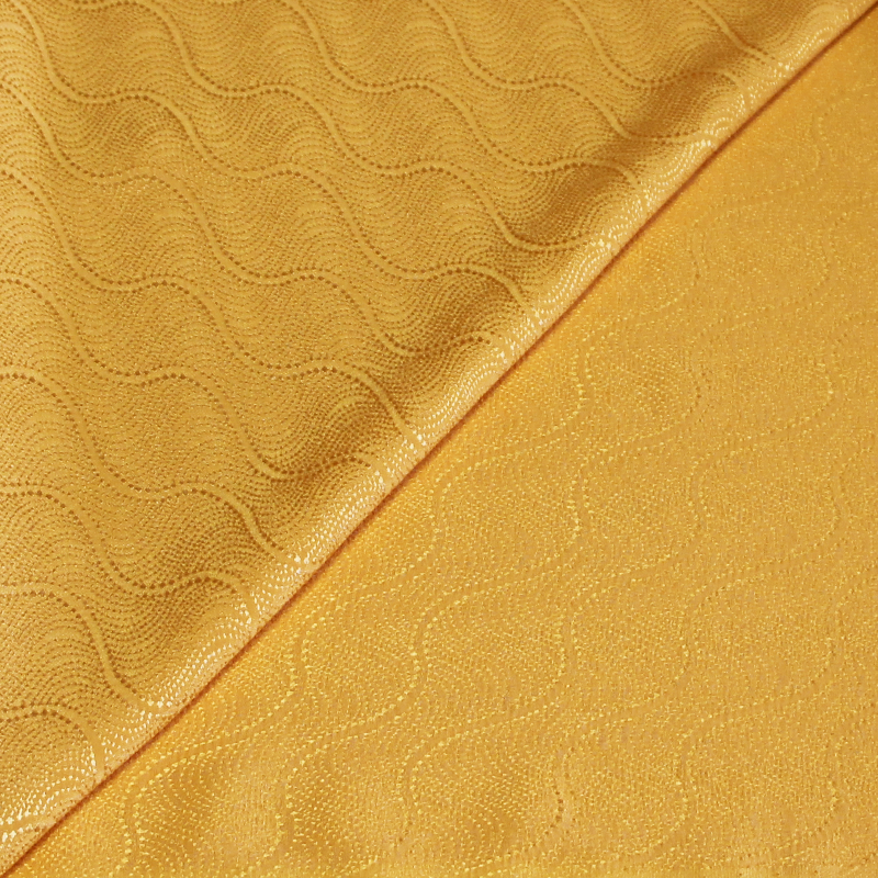 Satin 100% soie jacquard - Wave pointillé jaune orangé