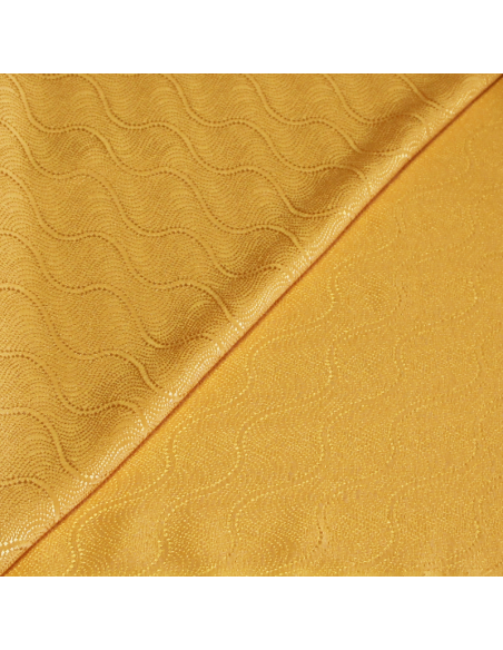 Satin 100% soie jacquard - Wave pointillé jaune orangé