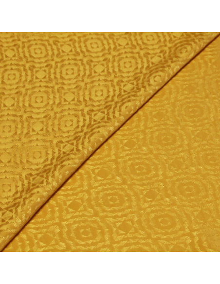 Satin 100% soie jacquard - Carré jaune orangé
