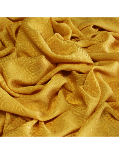 Satin 100% soie jacquard - Carré jaune orangé