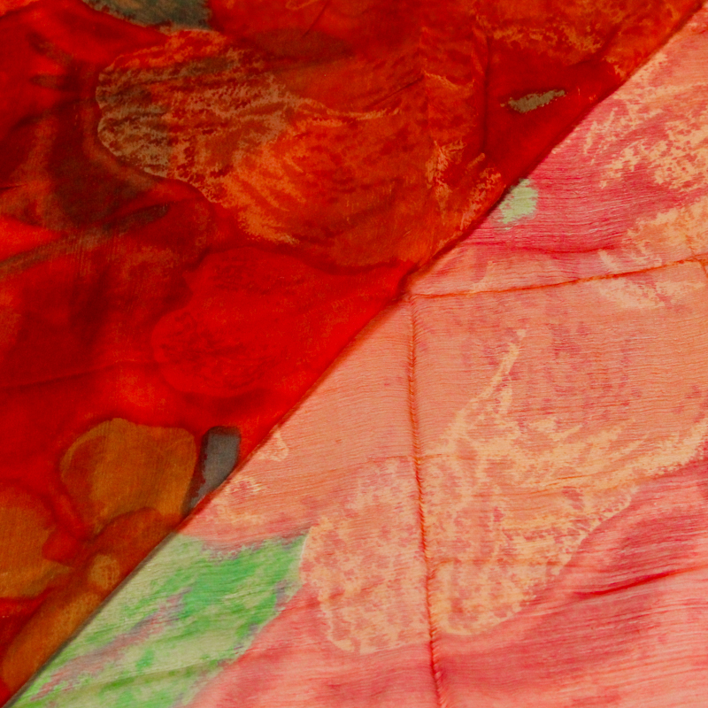 Carré mousseline 100% soie - Rouge...