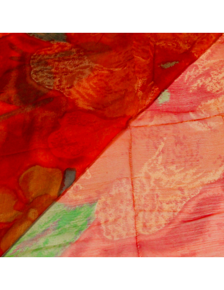 Carré mousseline 100% soie - Rouge hibiscus