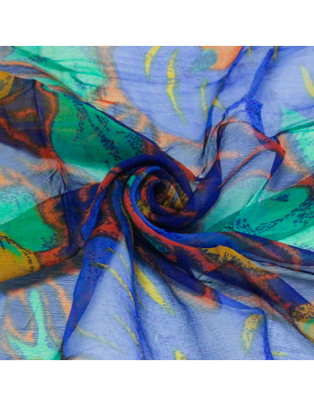 Carré mousseline 100% soie - Bleu paradis