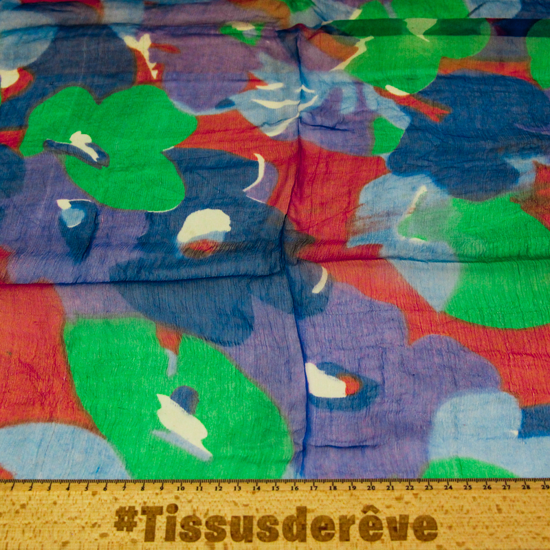 Carré mousseline 100% soie - Bouquet...