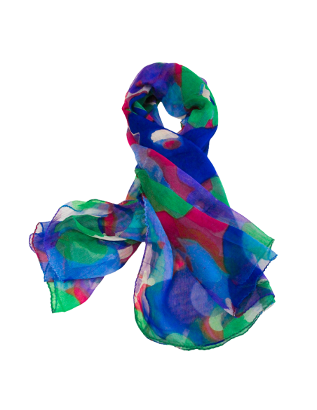 Carré mousseline 100% soie - Bouquet éclatant vert