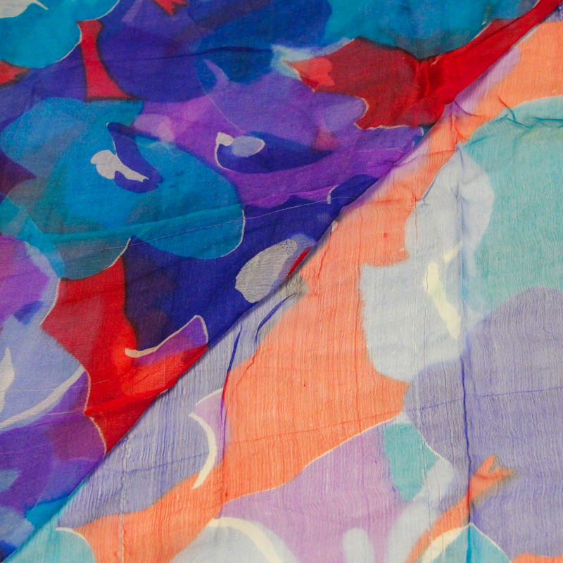 Carré mousseline 100% soie - Bouquet...