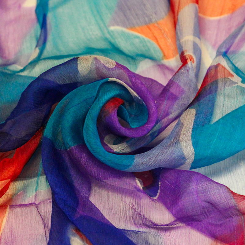 Carré mousseline 100% soie - Bouquet...