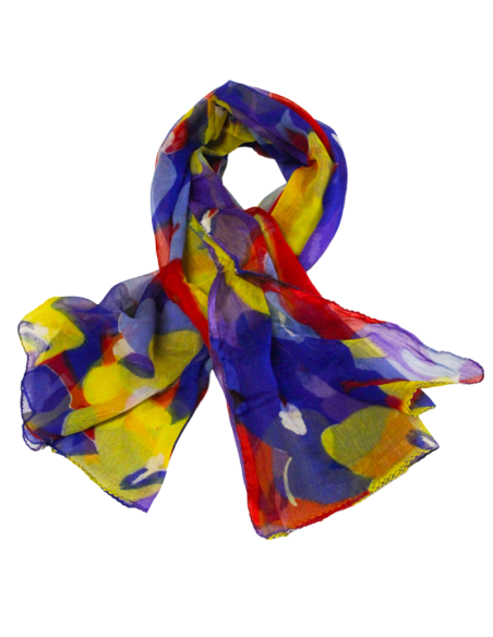 Carré mousseline 100% soie - Bouquet éclatant jaune