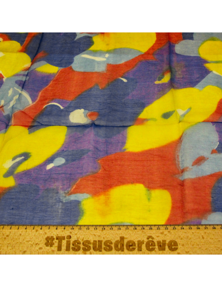 Carré mousseline 100% soie - Bouquet éclatant jaune