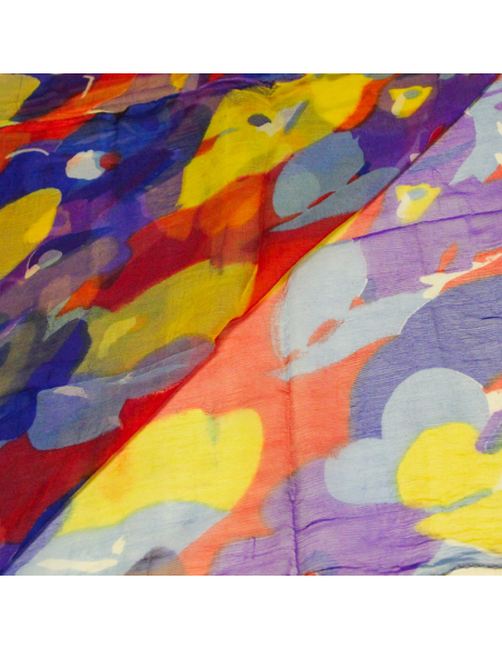 Carré mousseline 100% soie - Bouquet éclatant jaune