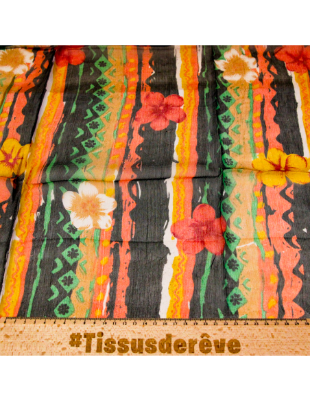 Carré mousseline 100% soie - Fleurs nomades vert