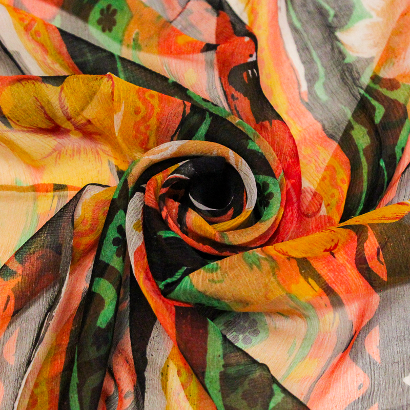 Carré mousseline 100% soie - Fleurs...