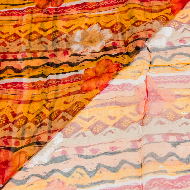 Carré mousseline 100% soie - Fleurs...