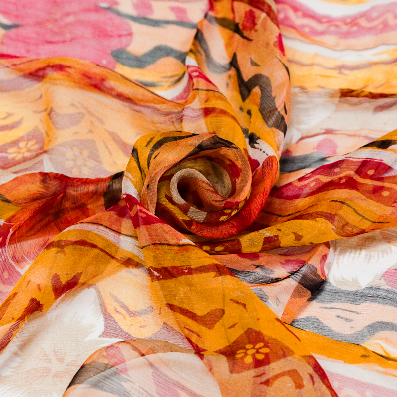 Carré mousseline 100% soie - Fleurs...