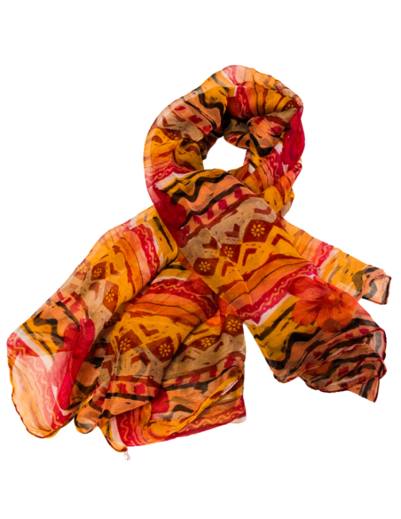 Carré mousseline 100% soie - Fleurs nomades rose