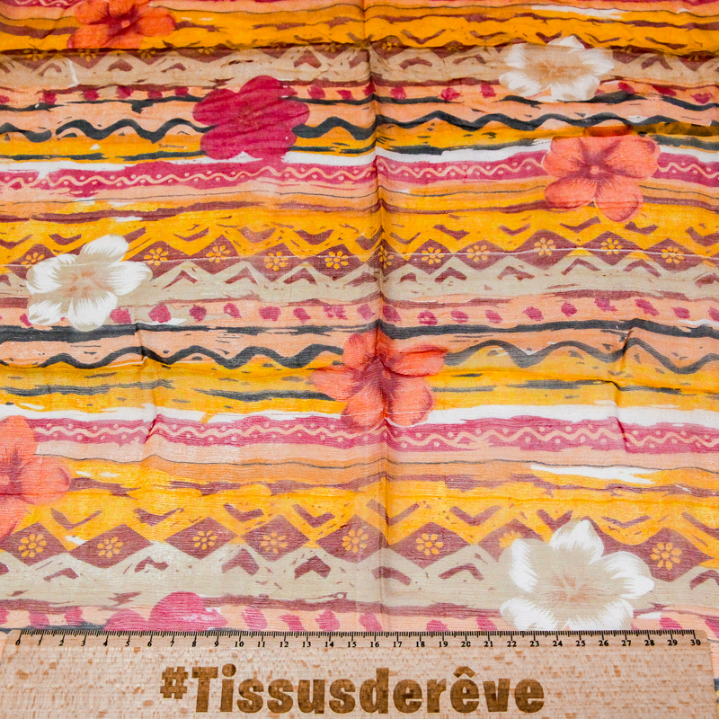 Carré mousseline 100% soie - Fleurs...