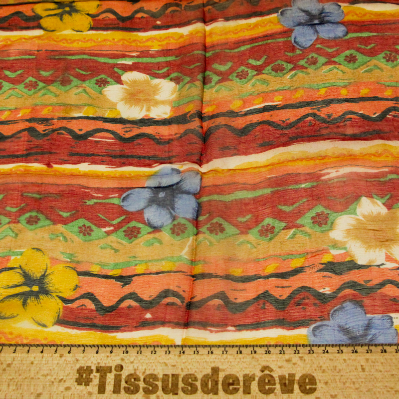 Carré mousseline 100% soie - Fleurs...