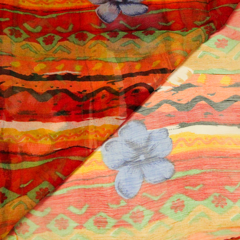 Carré mousseline 100% soie - Fleurs...