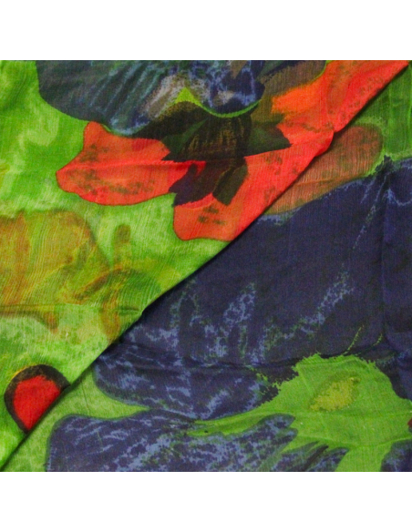 Carré mousseline 100% soie - Végétation ardente