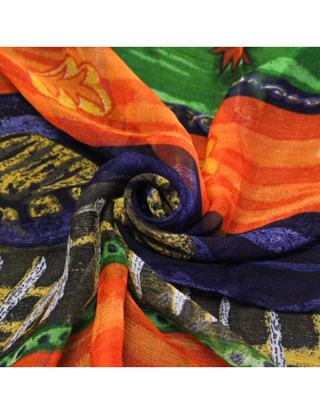 Carré mousseline 100% soie - Chemin sauvage