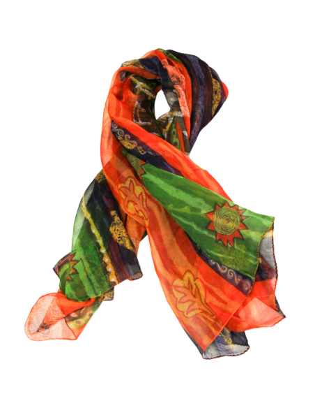 Carré mousseline 100% soie - Chemin sauvage