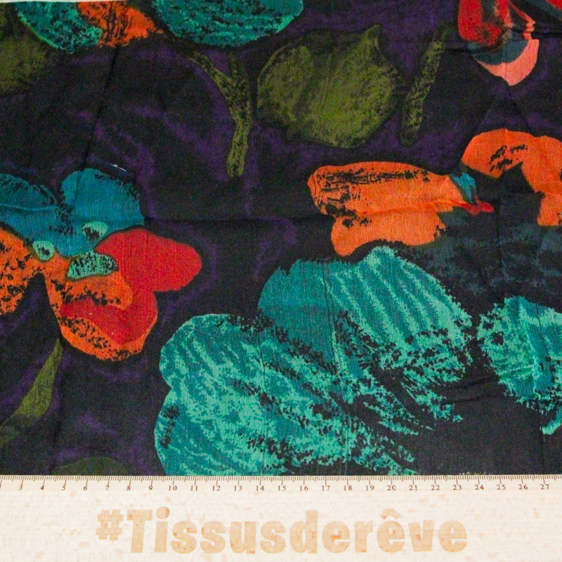 Carré mousseline 100% soie - Fleurs...