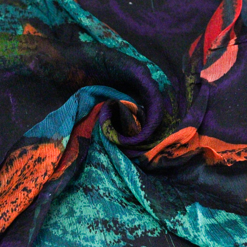 Carré mousseline 100% soie - Fleurs...