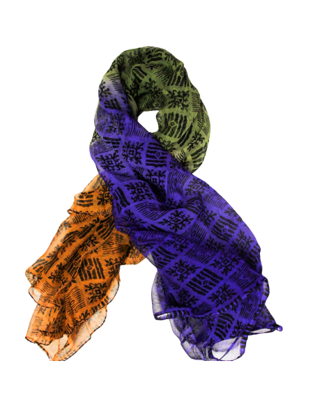 Carré mousseline 100% soie - Esprit tribal