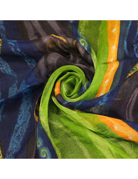 Carré mousseline 100% soie - Jardin de nuit