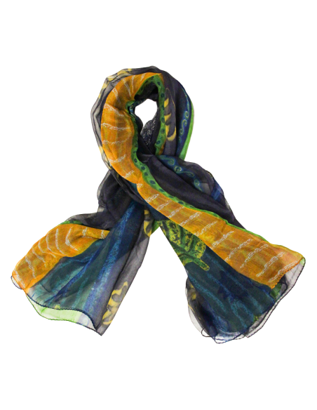 Carré mousseline 100% soie - Jardin de nuit