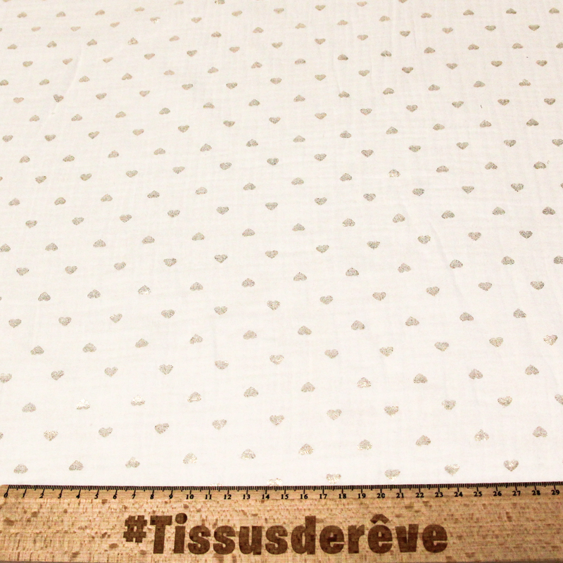 Double gaze 100% coton foil - Coeurs...