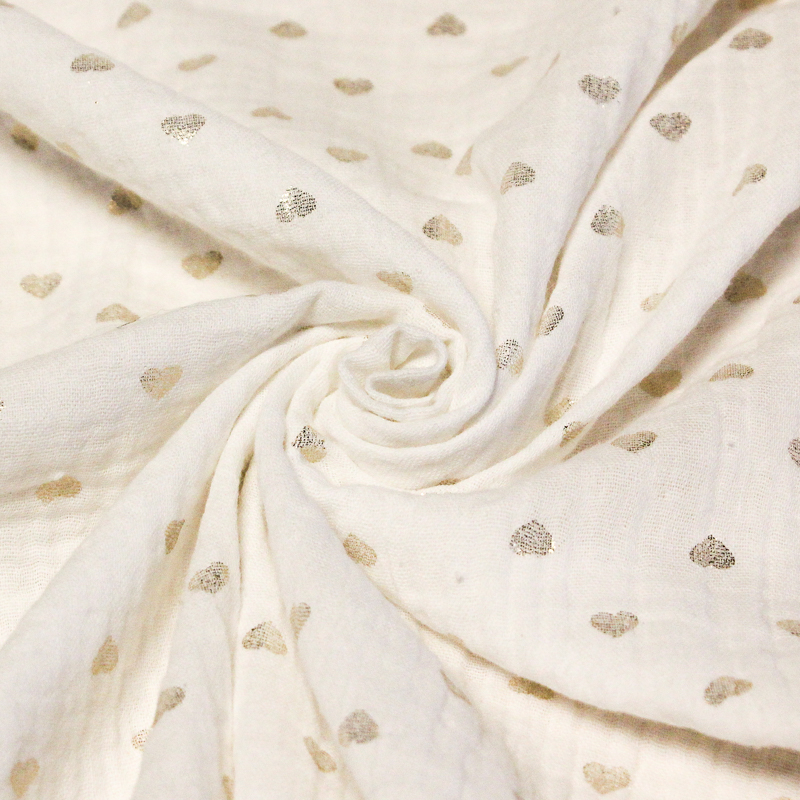 Double gaze 100% coton foil - Coeurs...