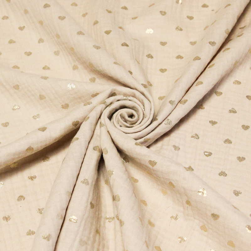 Double gaze 100% coton foil - Coeurs...