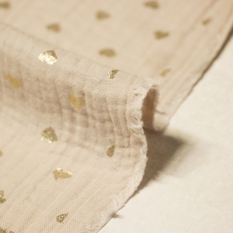 Double gaze 100% coton foil - Coeurs...