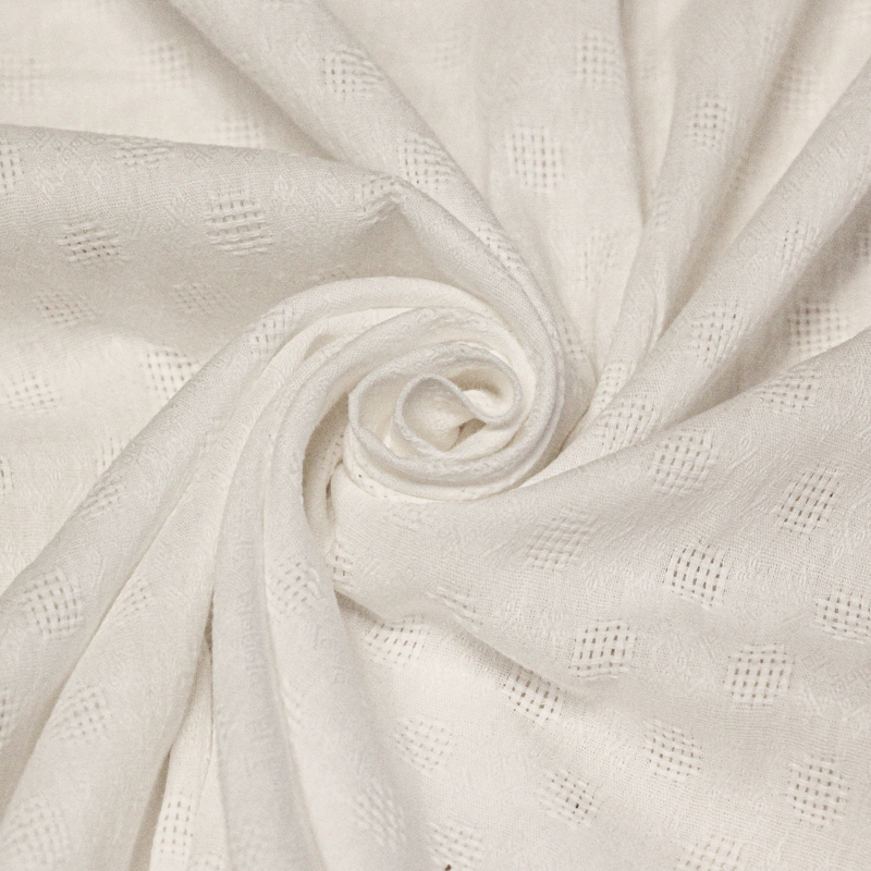 Gaze 100% coton ajouré - Blanc cassé