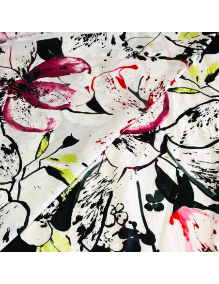 Voile de coton - Esquisse florale
