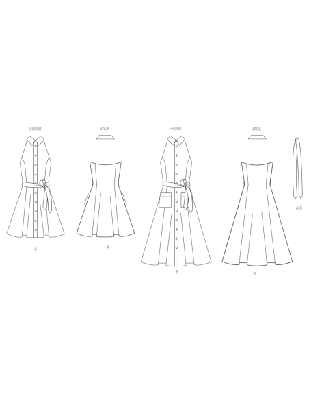 Patron Vogue 2103/Y5 (46-54) - Robe sans manches midi ou mini