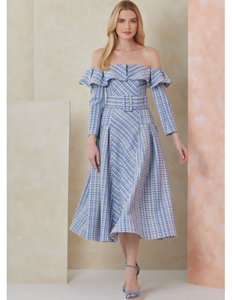 Patron Vogue 2104/B5 (36-44) - Robe midi bardot plissée