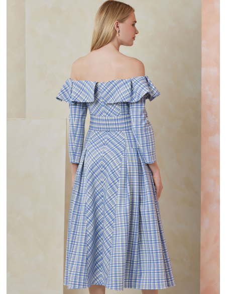 Patron Vogue 2104/B5 (36-44) - Robe midi bardot plissée