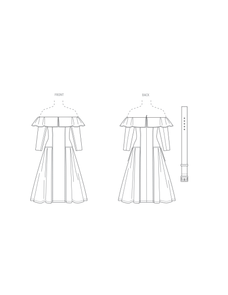 Patron Vogue 2104/Y5 (46-54) - Robe midi bardot plissée