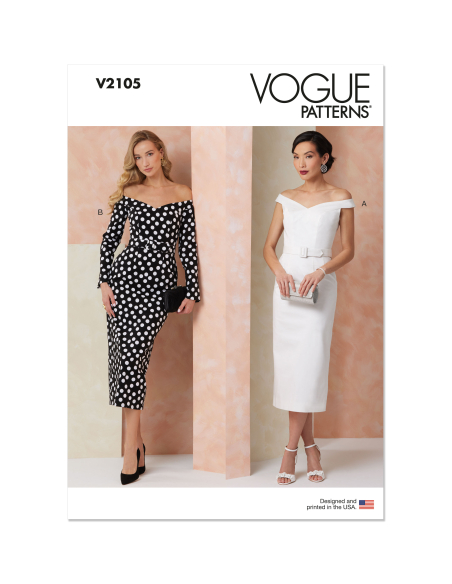 Patron Vogue 2105/D5 (32-40) - Robe fourreau épaules dénudées et ceinture